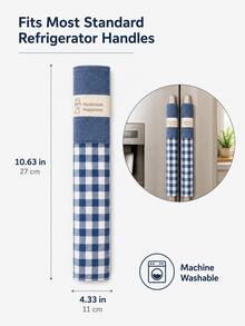 1 Pair Washable Fabric Refrigerator Door Handle Covers, Kitchen Appliance Handle Protectors For Fridge, Microwave & Oven, Helps Reduce Fingerprints, Smudges & Dust, Blue, Green Or Purple - Multicolor - View 4