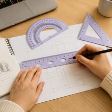 Multi-Function Geometric Ruler Set, Protractor, Triangle Ruler And Straight Ruler, Drawing And Measuring Tools, With Storage Box, Suitable For School Learning And Woodworking Measurement - D-Multicolor - View 2