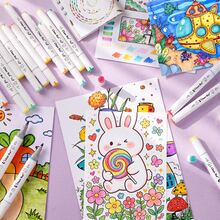 48/60/80 Colors Professional Dual Tip Art Markers Brush & Fine Painting Marker Set For Artist Coloring Drawing Illustration Back To School - Multicolor - View 4