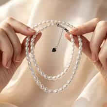 A Natural Strong Light Freshwater Pearl Necklace With Few Flaws For Women's Daily Wear, Suitable For Wearing Pure Silver Material As A Gift For Mom - 3-4mm (5A) Necklace - View 6