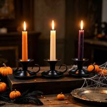 Christmas Wedding Candle Holder Black/Gold With Drip Tray Curved Handle Halloween Table Centerpiece Home Decor Ornament - Multicolor - View 9