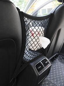 1pc Car Seat Middle Storage Mesh Pocket, Elastic Car Storage Net Bag, Front Row Divider Mesh, Universal Car Organizer Storage Bag - Multifunctional Storage Net - View 2