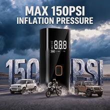 1 PC Tire Inflator Portable Air Compressor For Cars & Bicycles | Cordless Rechargeable Air Pump, Digital Pressure Gauge, Bright LED Light & Auto Shut-Off, Portable Tire Pump For Motorcycle And All Tires - Wireless - View 4