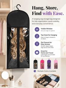 Wig Storage Bag, Portable Wig Storage Bag With Plastic Hook, Dust-Proof And Moisture-Proof, Wig Hook, Convenient For Storage And Travel - View 5