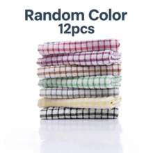 3/6/12pcs Reusable Durable Plaid Towels - Super Absorbent Soft Lint-Free Multipurpose Cloths, Perfect For Kitchen Cleaning, Tea Set And Glass Drying[Assorted Colors] - Assorted Colors - View 12