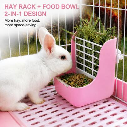Rabbit Hay Rack + Food Bowl 2-In-1, Fixed To Prevent Tipping, Rabbit Hay Feeding Tool, Pet Supplies