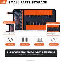 TKIGZNW T026 Roll Tool Storage Bag 1Pc Thick 1680D Oxford Cloth 33 Elastic Slots Drill Bit Hardware Organizer For Electrician DIY Repair - Black - View 11