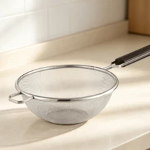 Questo colino in acciaio inossidabile argentato da 16 centimetri, dotato di un comodo manico in ABS, è uno strumento da cucina pratico per filtrare e scolare. - Grigio - Visualizzare 5