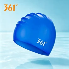 361degree 1pc 361° Ear Protection Waterproof Textured Silicone Swim Cap, High Elasticity Non-Slip Full Coverage Long Hair Swimming Cap, Unisex Adult Comfortable Bath Cap, Suitable For Pool Swimming, Beach Surfing And Water Sports - Multicolor - View 4
