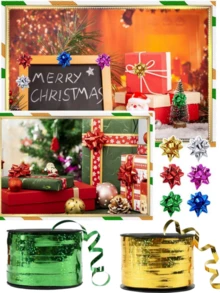 1pc/30pcs/80pcs Holographic Multicolor Christmas Star Bow Set, 3D Shiny Gift Wrapping Flower, Curled Ribbon Christmas Tree Hanging Ornament, Holiday Party Gift Box Decoration - Ribbon Bow - View 5