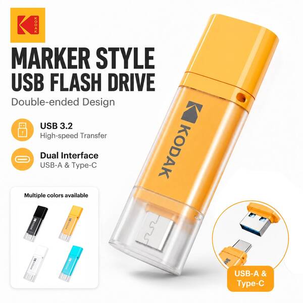 Kodak 2-In-1 Type-C USB3.2 OTG 64GB/128GB/256GB Dual-Use Metal USB Flash Drive, Compatible With IPhone 15/16/17, IPad Mini 6 2021, Macbook, Android Smartphones (With USB-C OTG Function)