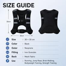 BSKT 3kg/5kg Iron Pellet Weighted Vest, Unisex Adult, Soft Breathable Neoprene, Double Buckle Adjustable Secure Fit Reflective Design, For Running, Fast Walking And Strength Training - Black - View 9