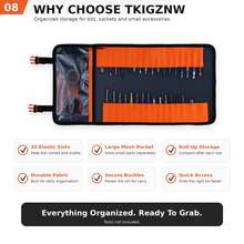 TKIGZNW T026 Roll Tool Storage Bag 1Pc Thick 1680D Oxford Cloth 33 Elastic Slots Drill Bit Hardware Organizer For Electrician DIY Repair - Black - View 8