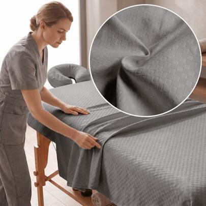 Premium 3-Piece Massage Bed Sheet Set - Ultra-Soft Embossed SPA Bedding, Includes Oversized Flat Sheet (245x150cm), Deep Pocket Fitted Sheet (192x90cm) And Face Cover, Suitable For Massage Bed, Beauty Bed, Therapy Bed, Comfortable Durable And Easy To Clean
