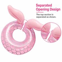 Inflatable Mermaid Shaped Baby Swim Ring, Children Swimming Ring Pool Toy, Summer Outdoor Beach Inflatable Swim Float For Girls - Pink - View 3