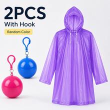 3/5/10pcs Portable Rain Poncho Balls, Random Color Disposable Raincoat With Storage Box And Hook, Lightweight Waterproof Travel Camping Cape, 1/2pcs - Multicolor - View 13