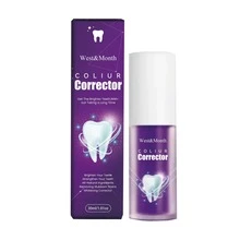 La pasta de dientes blanqueadora morada West&Month limpia las manchas dentales, elimina el mal aliento, protege las encías y blanquea los dientes. I92A - 1 - Ver 7