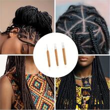 1/2/3 Hook Dreadlock Crochet Hooks, Bamboo Handle Dreadlock Needles, 0.75mm Hair Crochet Tools, Suitable For Dreadlocks, Braiding, Wig Making And Hair Extensions, 3pcs/Set, Halloween - View 2