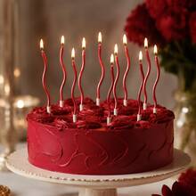 1/2/6pcs Curved Red Cake Decoration Candles (6pcs/Box) Christmas Cake Decoration Candles Halloween Witch Red Candles - Multicolor - View 1