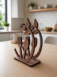 Wooden Leaf Napkin Holder, Rustic Natural Wood Napkin Decor Rack With Leaf Hollow Pattern, Suitable For Kitchen, Dining Room, Cafe, Restaurant, Home Country Style Wooden Napkin Holder, Natural Forest Style Napkin Holder - Multicolor - View 11