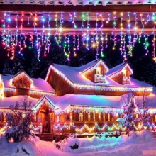 8 Lighting Modes Battery Powered Icicle Lights Curtain Lights, Starry String Lights, Outdoor Engineering Mall Wedding Decoration Lights, Outdoor Atmosphere Lights, Indoor Curtain Lights Christmas Decoration Holiday Lights, Holiday Lighting, Waterfall Lights Yard Decoration, Outdoor Decoration, Garden Fence Railing Decoration, Room Bedroom Hallway Living Room Eaves Decoration String Lights, Wedding Party Decoration - 8-function Battery-powered Fairy Lights - View 21