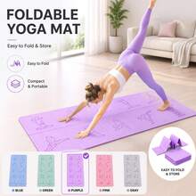1pc 183*61cm Foldable Yoga Mat, Sleeping Mat, Fitness Mat, Home & Student Nap Mat, Non-Slip - Multicolor - View 1