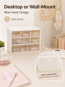1pc 9-Compartment Desktop Drawer Organizer, White Transparent Plastic Multi-Grid Storage Box, Can Store Cosmetics, Jewelry, Stationery And Small Items, Suitable For Bedroom, Office, Dorm, Back To School Season Vanity Desk Storage - Multicolor - View 5