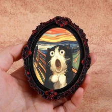 1pc Wooden Photo Frame Fridge Magnet, Exorcist Cat Pattern Fridge Magnet - Suitable For Home, Office, Study Room Fridge Decoration - Fridge Magnet! - one-size - View 15