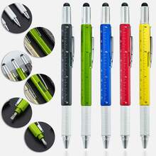 Multifunctional 6-In-1 Tool Pen, Pocket Metal Practical Pen With Ruler, Stylus, Screwdriver Bits, Portable Keychain Small Tool Pen, Suitable As Gift For Men, Engineers, Repairmen - Sets - View 1