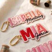 Embroidered Custom Name Keychain , Personalized Rainbow Tag Present, Colorful Letter Charm, Kids Backpack Bag Tag, Gift For Her,Rainbow Name Charm - Embroidered Name Keychain - View 7