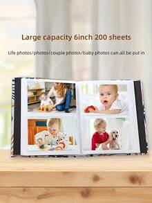1pc Photo Album, 200 Creative Large-Capacity Interwoven Family Photo Album, 6-Inch Fabric Surface, Suitable For Decoration In Family Rooms, Living Rooms, Offices, Mother's Day Gift, Spring Gift - Multicolor - View 2