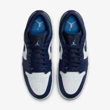 Nike Air Jordan 1 Low Men's Premium Basketball Shoes Blue/Navy 553558-404 - Blue and White - View 5