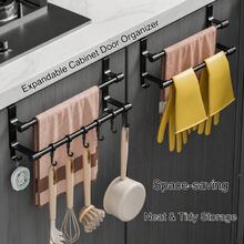 1pc Modern Kitchen Towel Rack, Double Bar Design, Cabinet Door Towel Hook, Suitable For Organizing And Storing Towels, Rags, Gloves And Other Kitchen Supplies, Space-Saving, Stylish And Practical - View 7