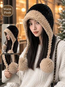 Women's Winter Pom Pom Hat, Fashion Ear Protection Design, Plush Lining Warm Hat, Christmas Halloween Thanksgiving Holiday Gift - Multiple Styles - View 10