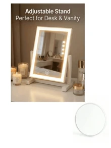 All-In-One LED Makeup Mirror With Front Light, 3 Lighting Modes, 200mAh Rechargeable, Modern Style, Battery Powered Touch Control, Portable, Foldable, Compact, Travel Vanity Mirror With Light, Holiday Gift For Family And Friends - Valentine's Day Gift - Multicolor - View 12