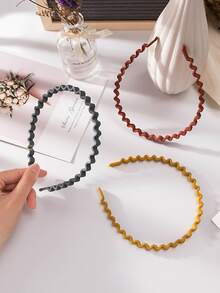 Non-Slip Toothed Twisted Wavy Matte Bow Headband For Face Washing, Short Hair, Elegant Dry Hair Headband, Hair Clip, Hair Hoop - Multicolor - View 2