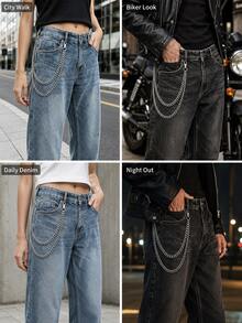 Multi-Layer Key Chain, Punk Pants Chain, Motorcycle Riding Jeans Accessory, Hip Hop Belt, Bicycle Leg Chain, Unisex Heavy Metal Chain, Cool Vintage Jeans Chain, Punk Accessory Gift, Suitable For Men And Women - Punk Style Cool Metal Pants Chain for Men and Women - View 4