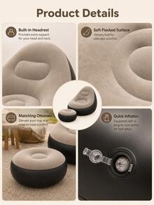 Inflatable Sofa Footstool Slouchy Chair, Foldable Portable Slouchy Sofa With Footstool, Inflatable Sofa Chair Suitable For Living Room, Bedroom, Outdoor, Balcony And Camping, Best Gift For Family: Comfortable Sofa - Multicolor - View 7