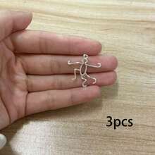 3pcs Minimalist Copper DIY Handmade Necklace, Earring Hollow Pendant, Versatile Free-Style Pendant, Asymmetrical Multi-Functional Silver-Tone Bezel - Multicolor - View 10