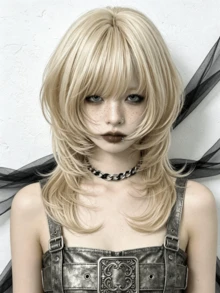 18 Inch White Fluffy Bangs Wig, Natural Layered Voluminous Synthetic Hair Wig, COSPLAY Women Daily Anime Character Role Play Party - Multicolor - View 10