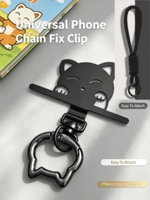 Cat-Shaped Phone Lanyard Fixing Clip, Detachable Phone Lanyard Connector, Cute Chain Buckle Phone Case Accessory, Suitable For Daily Outdoor Travel, Phone Case Matching Anti-Loss Lanyard Assembly - Multicolor - View 14