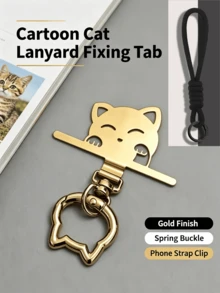 Cat-Shaped Phone Lanyard Fixing Clip, Detachable Phone Lanyard Connector, Cute Chain Buckle Phone Case Accessory, Suitable For Daily Outdoor Travel, Phone Case Matching Anti-Loss Lanyard Assembly - Multicolor - View 15