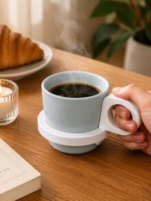 2pcs Portable Disposable Paper Cup Plastic Handle Sleeve, Ergonomic Non-Slip Grip, Suitable For Hot Coffee, Tea - Multicolor - View 6