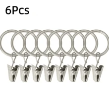 6/9/12/15/18/20Pcs Silver Curtain Rings With Clips, Inner Diameter 2.5cm/0.98inch, Multi-Functional Hooks For Hanging Curtains, Bows And Hats, Suitable For Various Rod Sizes, Perfect For Home Decor - Multicolor - View 21