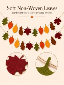 Felt Autumn Maple Leaf Garland Banner Decoration, Colorful Autumn Leaf Hanging Decor, Suitable For Fireplace, Wall, Classroom, Holiday Party, Family Gathering, Autumn Home Decor And Seasonal Home Accessories - A - View 6
