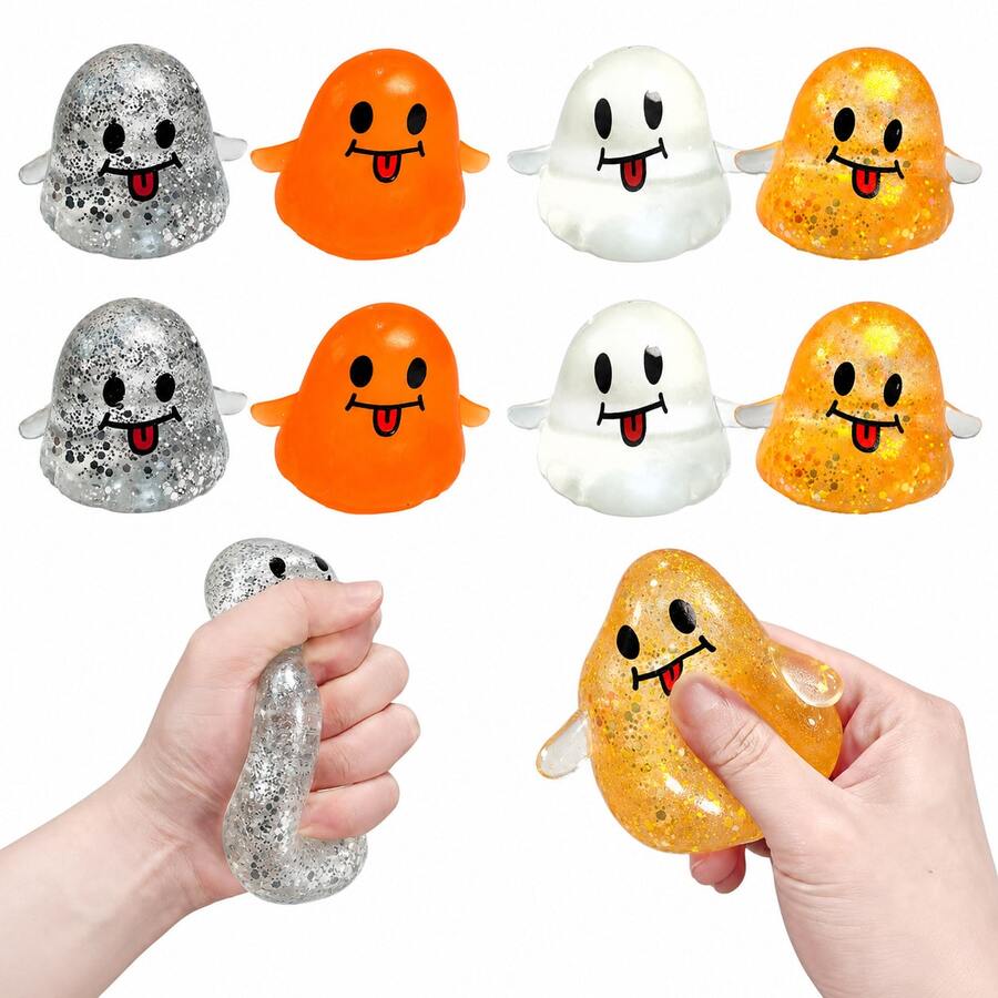1pc Ghost Face Squeeze Stress Relief Toy, Made Of Soft And Stretchable TPR Material, Halloween Theme Design, Fun Prank Hand Toy For Stress Relief, Suitable For Adults And Children, Party Gift, Halloween Gift, Squishy Toy - Multicolor - View 1