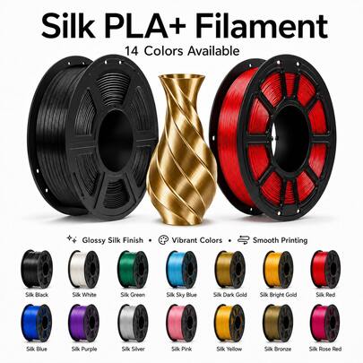 PLA Plus משודרג PLA+ 1kg/2.2lbs משודרג Silk PLA+ פילמנט למדפסת תלת-ממד 1.75 מ"מ, מבריק, עמיד וחזק יותר, מלופף בצורה מסודרת, דיוק ממדי +/-0.02 מ"מ, סליל 1KG (2.2lbs) עמיד ועמיד לשחיקה, חומר כלי DIY מתאים ל-Bambu Lab ואחרים