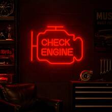 1pc Neon Sign Low Voltage Soft Glow LED Silicone With USB Switch Cable, Car Check Engine Style Yellow Engine Shape Ambient Light Decor For Auto Repair Shop Garage Bedroom Game Room - Multi-color light - View 4