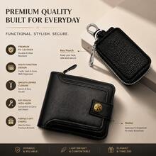 Men's PU Leather Wallet & Key Holder, Black Minimalist Business Wallet Set, Multi-Function Card Slots & Coin Storage, Fashionable Portable Men's Gift, Perfect Gift For Father, Boyfriend, Husband, RFID Anti-Theft Carbon Fiber Pop-Up Card Holder (Gift Box Not Included) - Black - View 3
