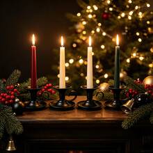 Christmas Wedding Candle Holder Black/Gold With Drip Tray Curved Handle Halloween Table Centerpiece Home Decor Ornament - Multicolor - View 3
